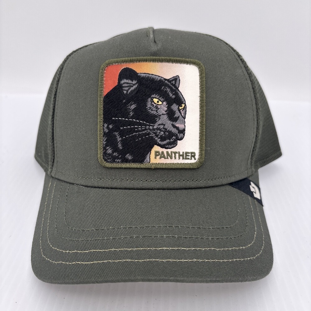 Goorin Bros Black Panther Olive Green Trucker Hat Mens Adjustable Mesh Cap New